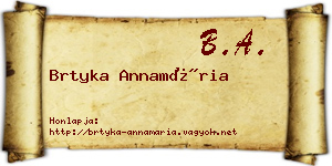 Brtyka Annamária névjegykártya